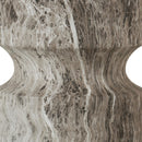 Outdoor Geometric Round End Table - Marble