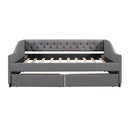 Upholstered Daybed With Two Drawers, Wood Slat Support