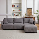 Modern Minimalist Corduroy Combination Sofa With 2 Comfort Cushions With USB & C Charging Ports
