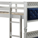 Varian - Twin Over Twin Bunk Bed - Blue Velvet & Silver Finish - Atlantic Fine Furniture Inc