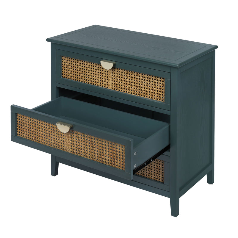 3 Drawer Cabinet, Natural Rattan, American Furniture