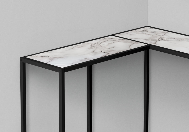 Corner Accent Console Table For Entryway, Unique L-Shaped Design