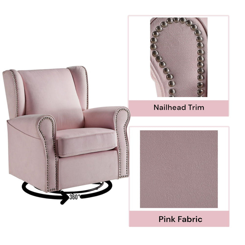 Tamaki - Swivel Chair - Pink Fabric - Atlantic Fine Furniture Inc