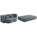Modern Floor Sofa, With 2 Pillows, Convertible Teddy Fabric Foam Filled Bed