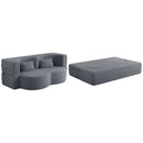 Modern Floor Sofa, With 2 Pillows, Convertible Teddy Fabric Foam Filled Bed
