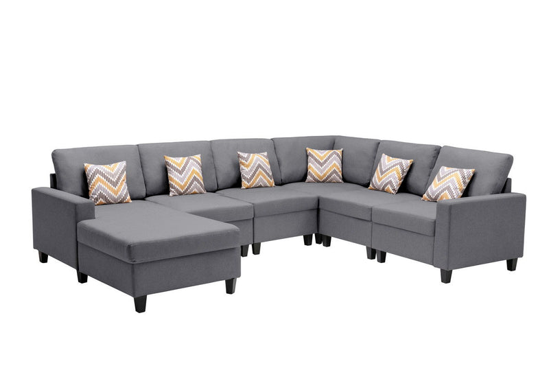 Nolan - Fabric 6 Piece Sectional Sofa With Pillows And Interchangeable Legs