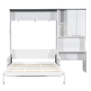 Multi Functional Murphy Bed With Sofa, Desk, And Storage Cabinet, Queen Size - White