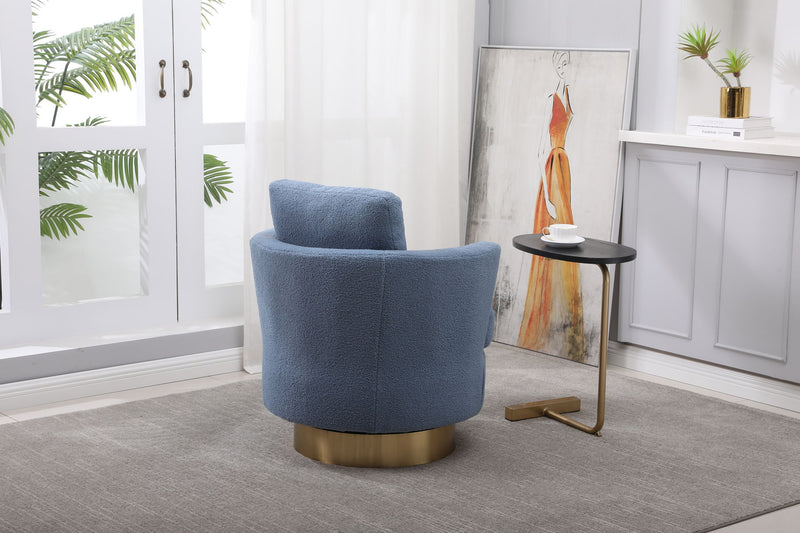 Barrel Chair, Swivel Accent Chairs Armchair For Living Room, Reading Chairs For Bedroom Comfy, Round Barrel Chairs With Gold Stainless Steel Base