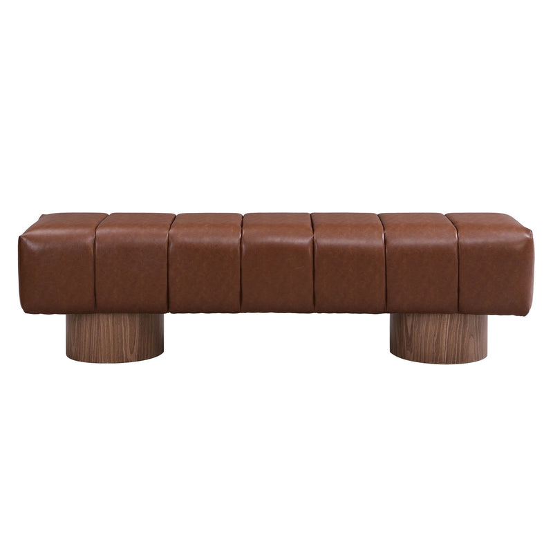 Upholstered Dining Bench For Dining Room, End Of Bed Entryway Bench Ottoman For Bedroom Living Room - Brown