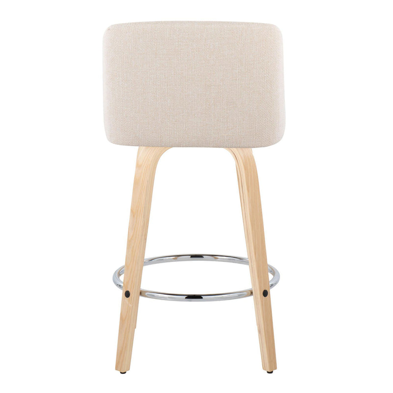 Toriano - Contemporary Fixed-Height Counter Stool With Swivel And Round Footrest (Set of 2)