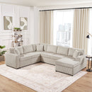 Oversized Sectional U-Shaped Sofa With Chaise Lounge And Three Soft Throw Pillows