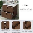 Fluted Bathroom Vanity With Ceramic Sink, Freestanding Design