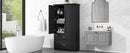 Tall Bathroom Storage Cabinet, Cabinet With 2 Doors And Drawers, Adjustable Shelf