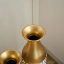 Mother's Day Gift Set Gilded White 3D Relief Flower Metal Vase Set - White / Gold