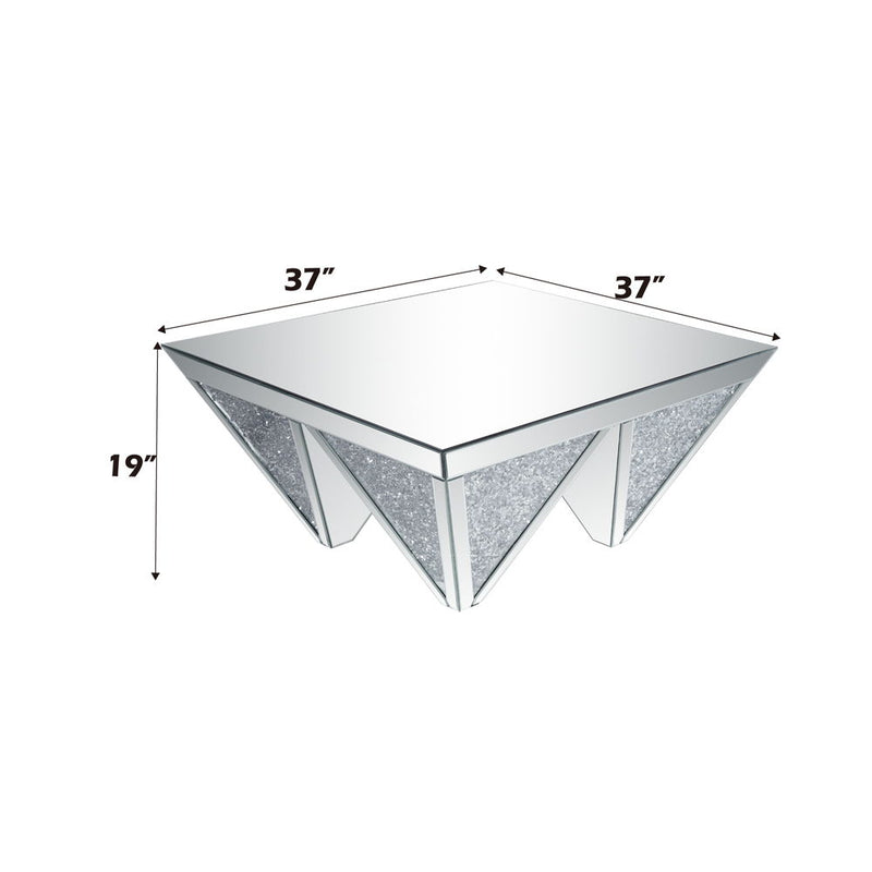 Noralie - 19"H Coffee Table With Faux Diamonds - Mirrored