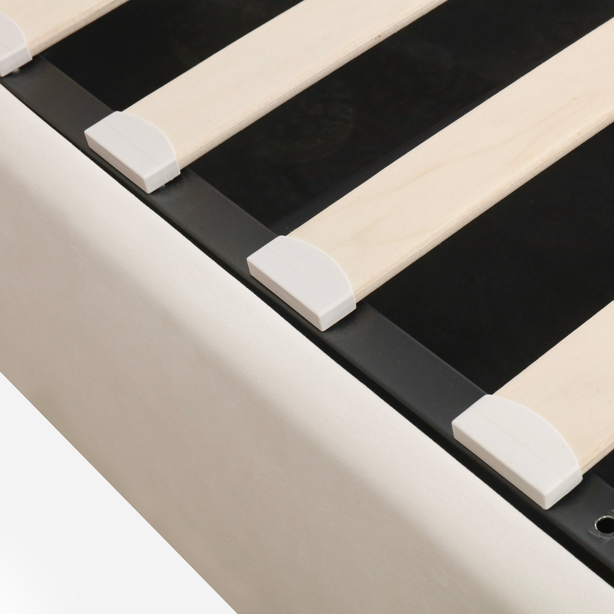 Upholstered Platform bed with a Hydraulic Storage System, Full size, Beige - Atlantic Fine Furniture Melbourne FL