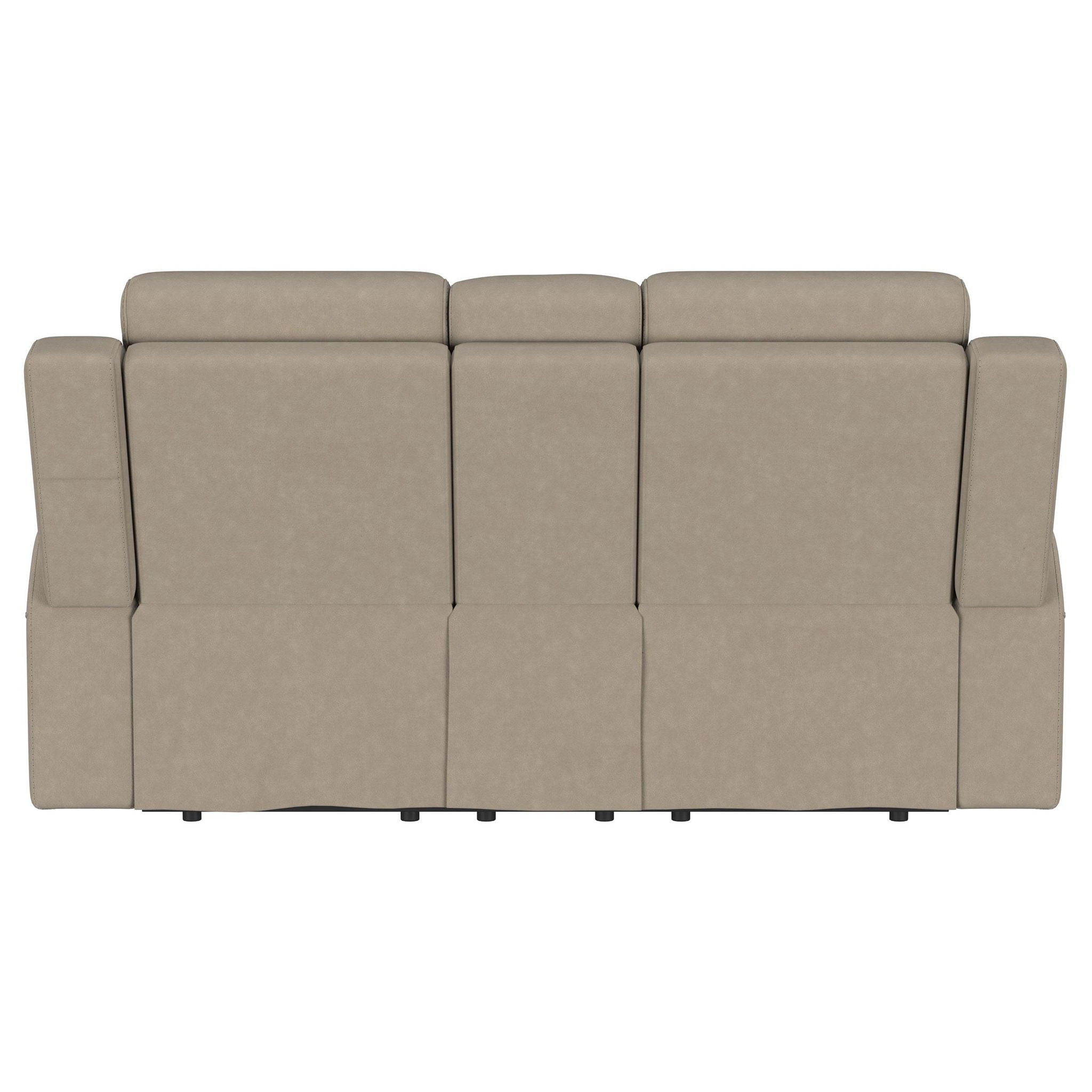 Brentwood Upholstered Motion Reclining Loveseat Taupe