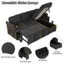 Convertible L Shaped Sofa Couch With Storage, Cup Holders, USB Ports