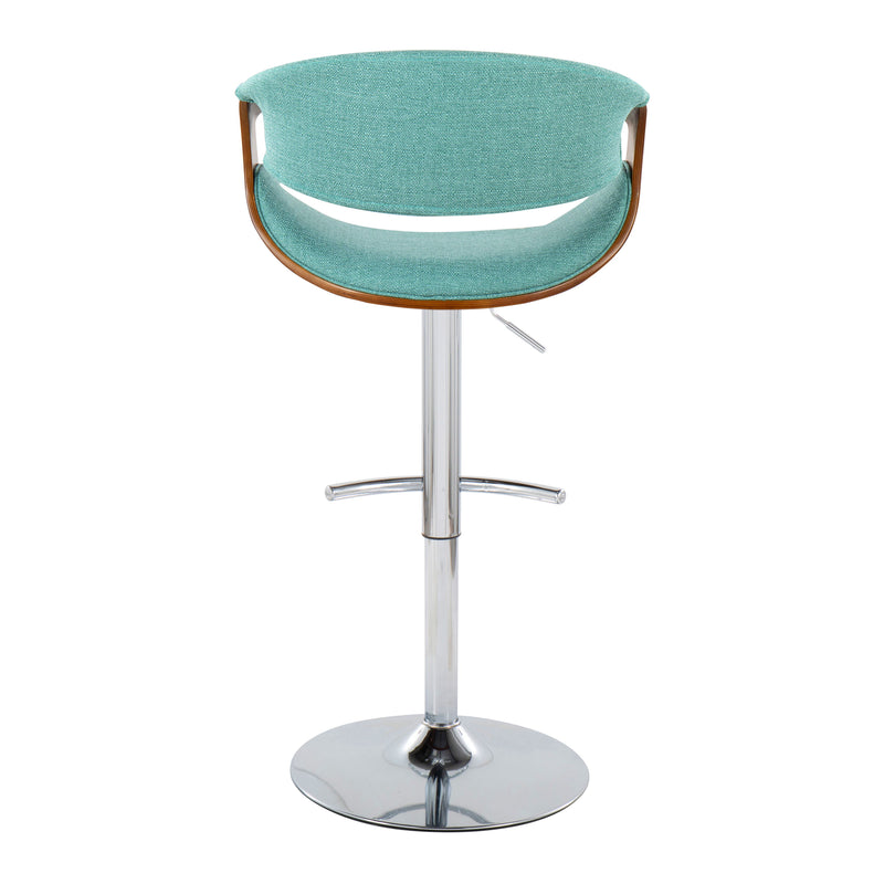 Curvo - Mid Century Modern Adjustable Barstool With Swivel With Rounded T Footrest (Set of 2)