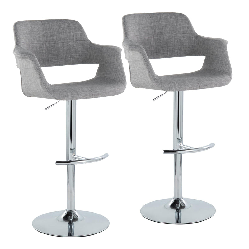 Vintage Flair - Mid Century Modern Adjustable Barstool With Swivel With Rounded T Footrest (Set of 2)