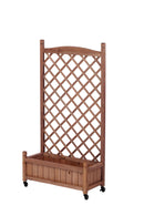 Raised Garden Bed With Trellis 2 Pack, Outdoor Planter Box & Plant Stand With Climbing Racks - Brown