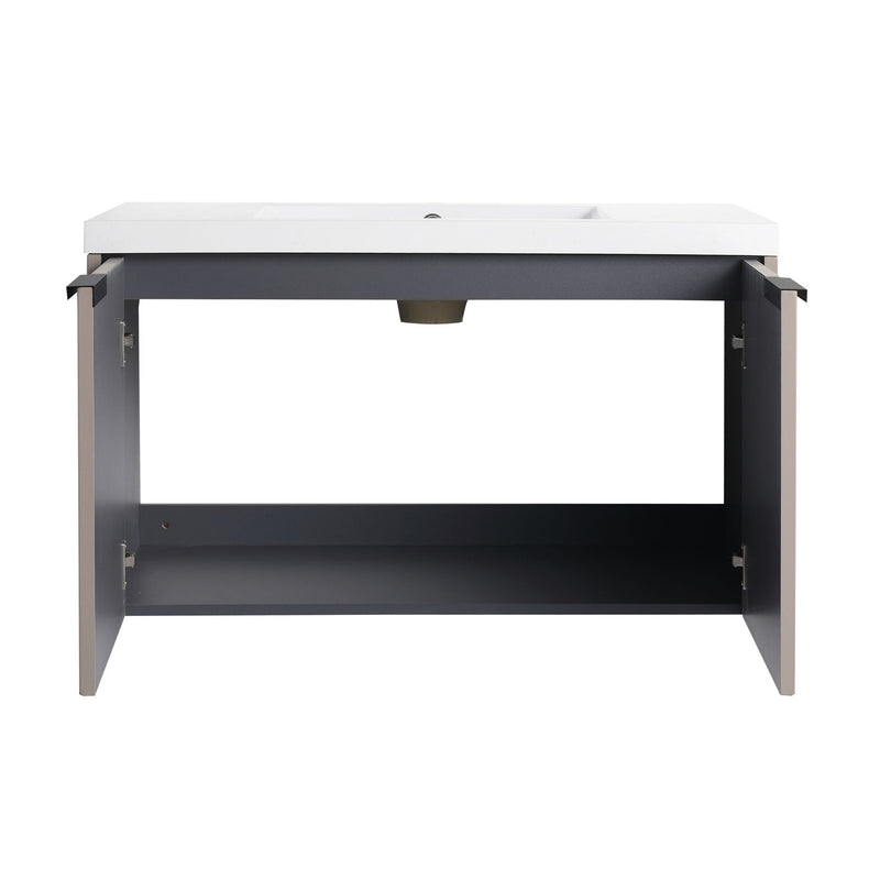 Contemporary Wall Mounted Bathroom Vanity With Resin Double Sink