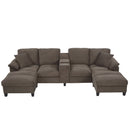 Modern U-Shaped Sectional Sofa With Storage Ottomans