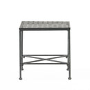 Outdoor Square Side Table With X Shaped Iron Frame - Black
