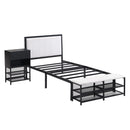 Platform Bed With 2 Tier Storage Shelves, Storage Cabinet