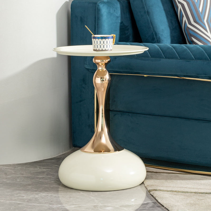 Modern Round Side Table For Small Spaces With Carbon Steel Construction