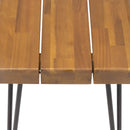 Zion - Industrial Wood And Metal Rectangular Bench With Faux Live Edge Design - Teak