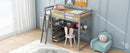 Twin Size Loft Bed with Desk and Shelves, Two Built-in Drawers, Gray(Old SKU: GX000423AAE)