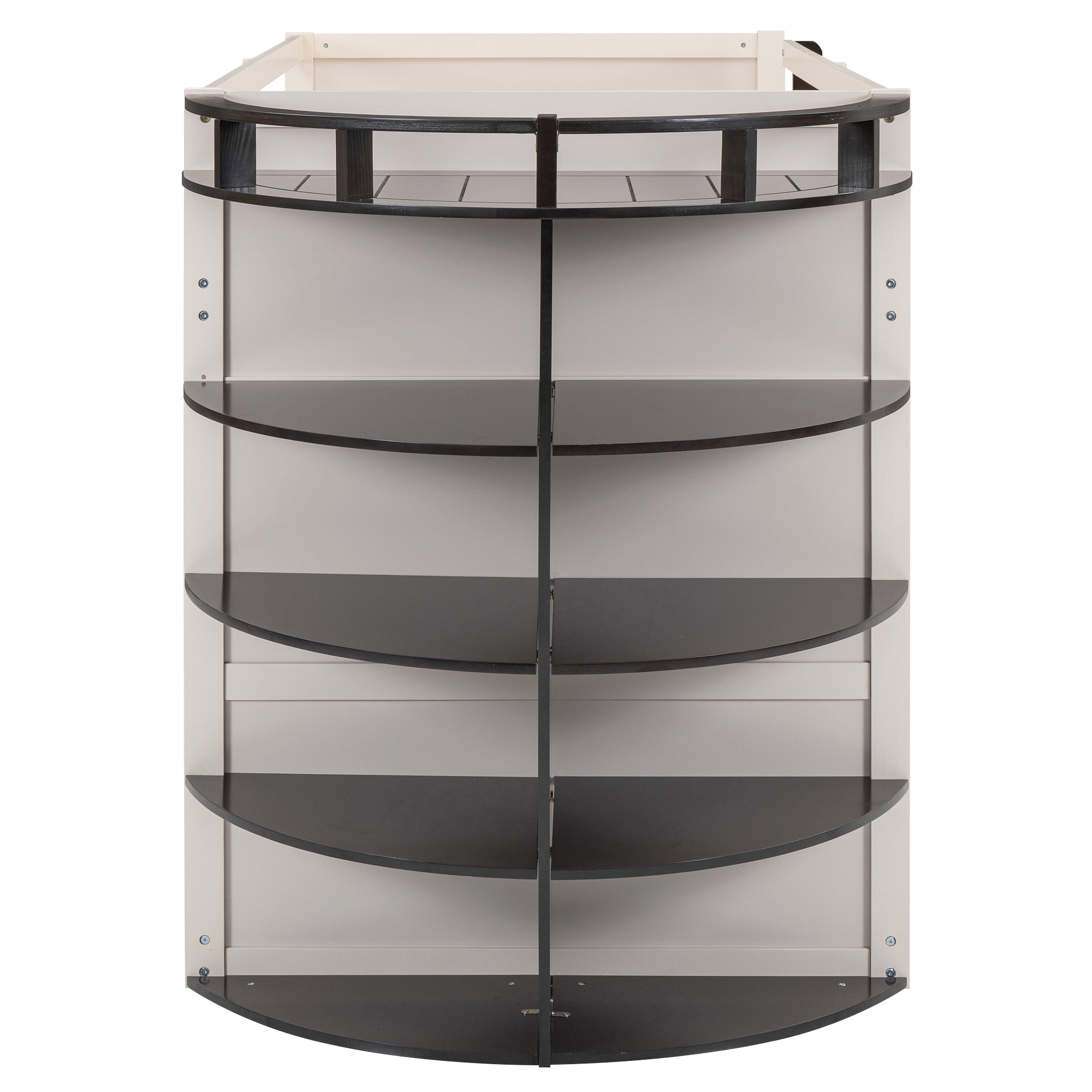 Twin over Twin Boat-Like Shape Bunk Bed with Storage Shelves, Cream+Espresso - Atlantic Fine Furniture Melbourne FL