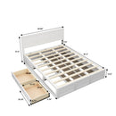 Luxury Queen Size Wood Platform Bed with Hydraulic Storage System and 2 Drawers,Streamlined Headboard & Footboard, White