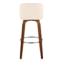 Toriano - Mid Century Modern Fixed Height, Barstool With Swivel With Round Footrest (Set of 2)