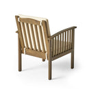 Casa Acacia Wood Club Chairs (Set of 2) With Water Resistant Cushions - Gray / Cream