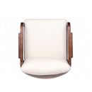 Outdoor Lounge Chair With Woven Backrest, Solid Wood Frame, Comfortable Cushions