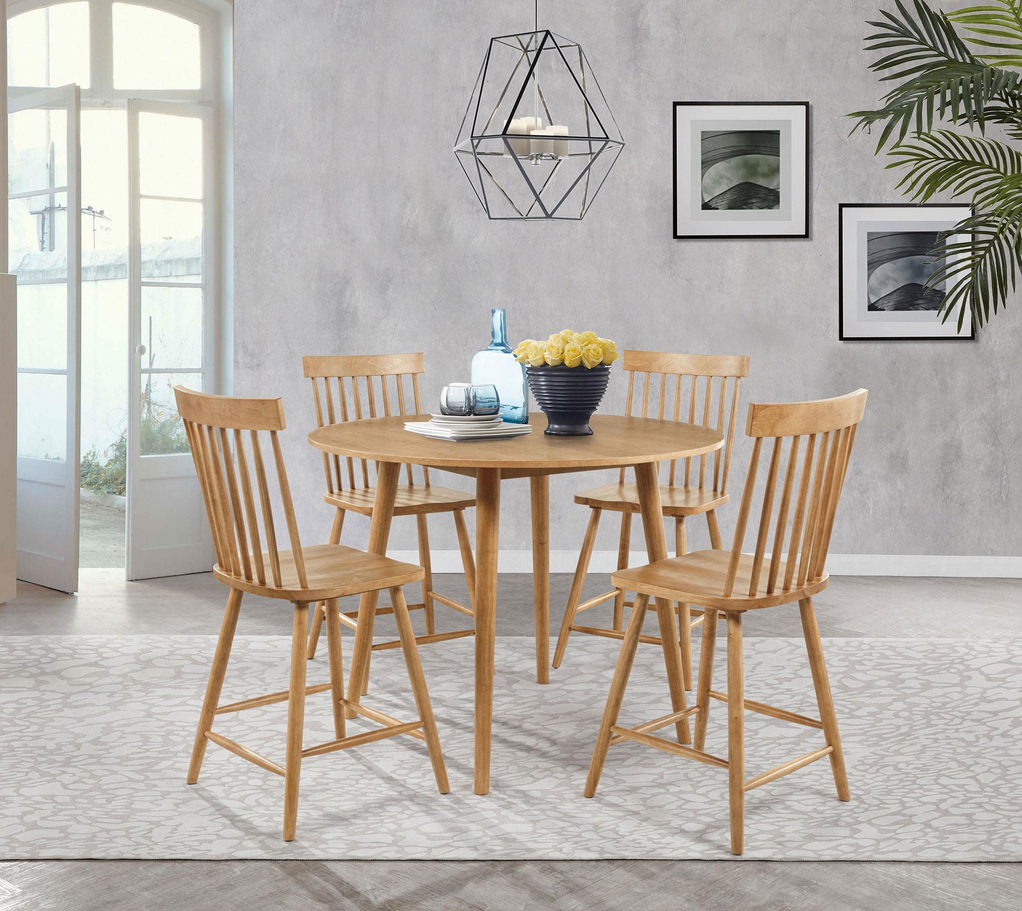 Andrews Windsor Counter Height Dining Side Chair Light Ash (Set of 2) - Atlantic Fine Furniture Melbourne FL