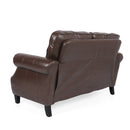 Contemporary Loveseat With Nailhead Trim - Dark Brown