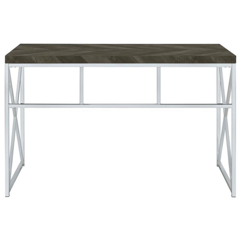 Grimma - Writing Office Desk - Rustic Gray And Chrome