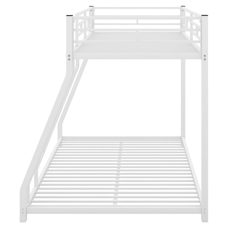 Metal Floor Bunk Bed, Twin Over Full - White