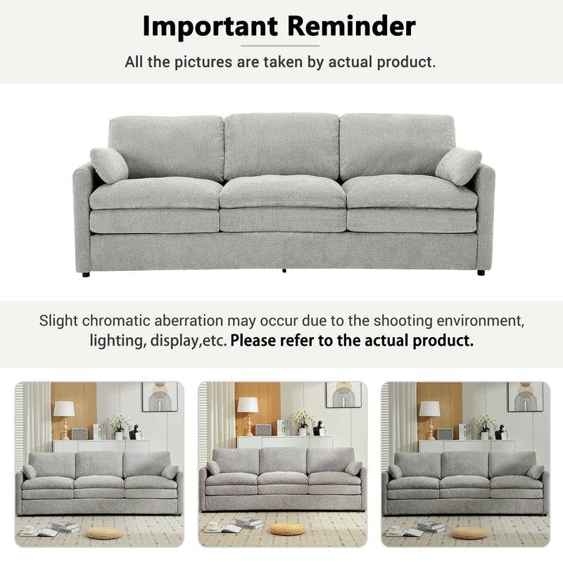 Cozy Upholstered 3 Seater Sofa Plush Cushion For Living Room