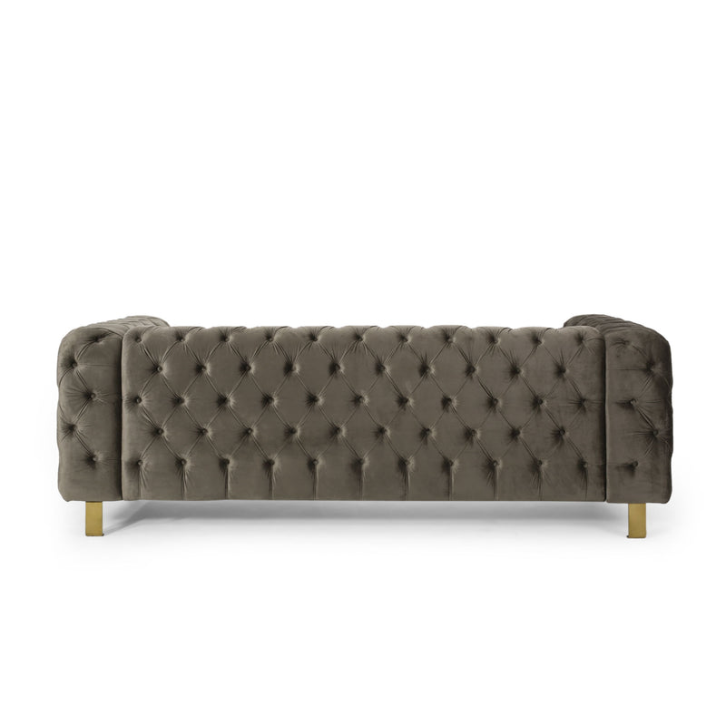 Comfy 3 Sofa With Tufted Back And Arm, Modern For Living Room - Gray