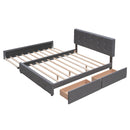 Upholstered Platform Bed With Classic Headboard And Drawers, No Box Spring Needed