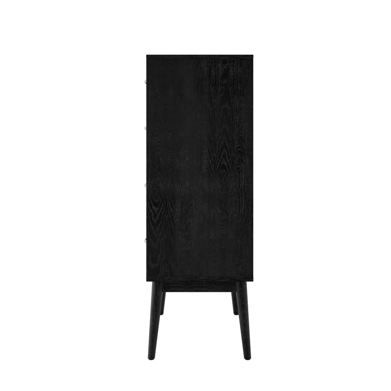 Wilbur - Faux Wood And Rubberwood 4 Drawer Dresser - Black
