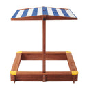 Kids Sandbox With Cover, Sand Box With Adjustable Canopy, Large Outdoor Cedar Sandpit For Backyard Play - Reddish Brown