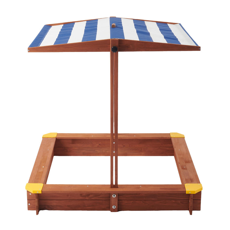 Kids Sandbox With Cover, Sand Box With Adjustable Canopy, Large Outdoor Cedar Sandpit For Backyard Play - Reddish Brown