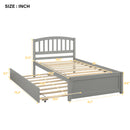 Twin size Platform Bed Wood Bed Frame with Trundle, Gray