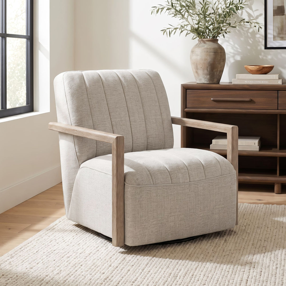 Blaze Swivel Chair in Beige by Elements International, view 4