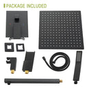 Wall Mounted Square Shower System With Waterfall Tub Spout, 12" Rainfall Shower Head And Handheld Shower - Matte Black